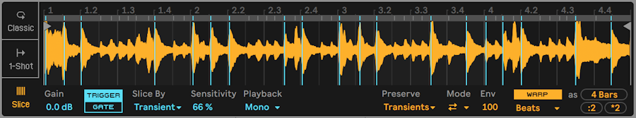 Captura real de Simpler en modo Slice