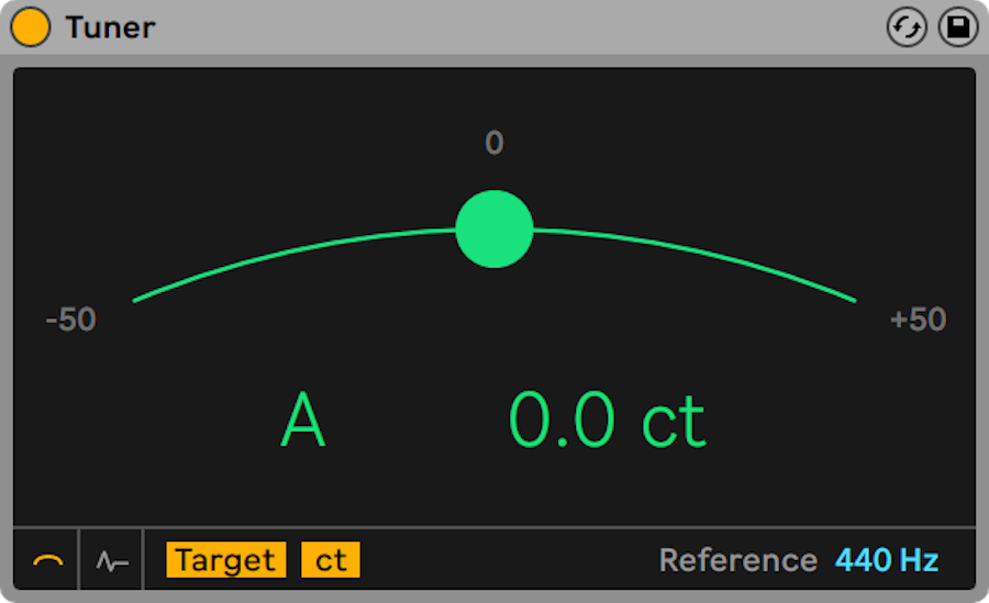 Captura real del Tuner de Ableton Live